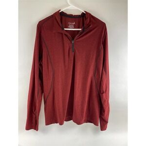 Exertek Shirt Men's Size M Maroon Activewear 1/4 Zip Long Sleeve Thumb Holes